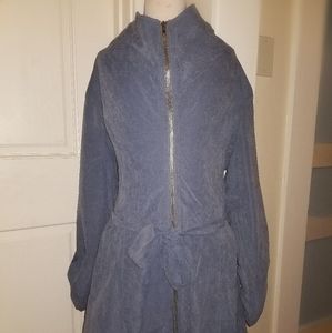 Long sleeved, blue, zip-up dress